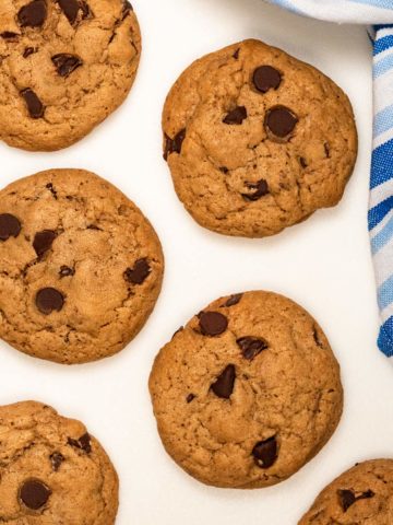 Chocolate Chip Cookies on a white board.