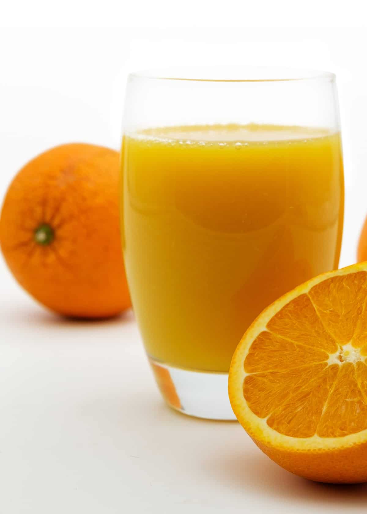 A glass of fresh squeezed orange juice.