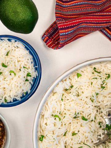 Cilantro lime rice in a serving bowl.