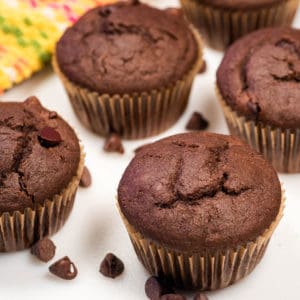 Vegan double chocolate muffins.