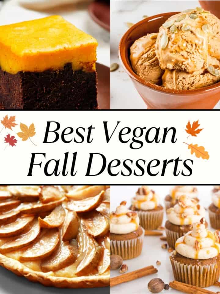 collage of vegan fall desserts