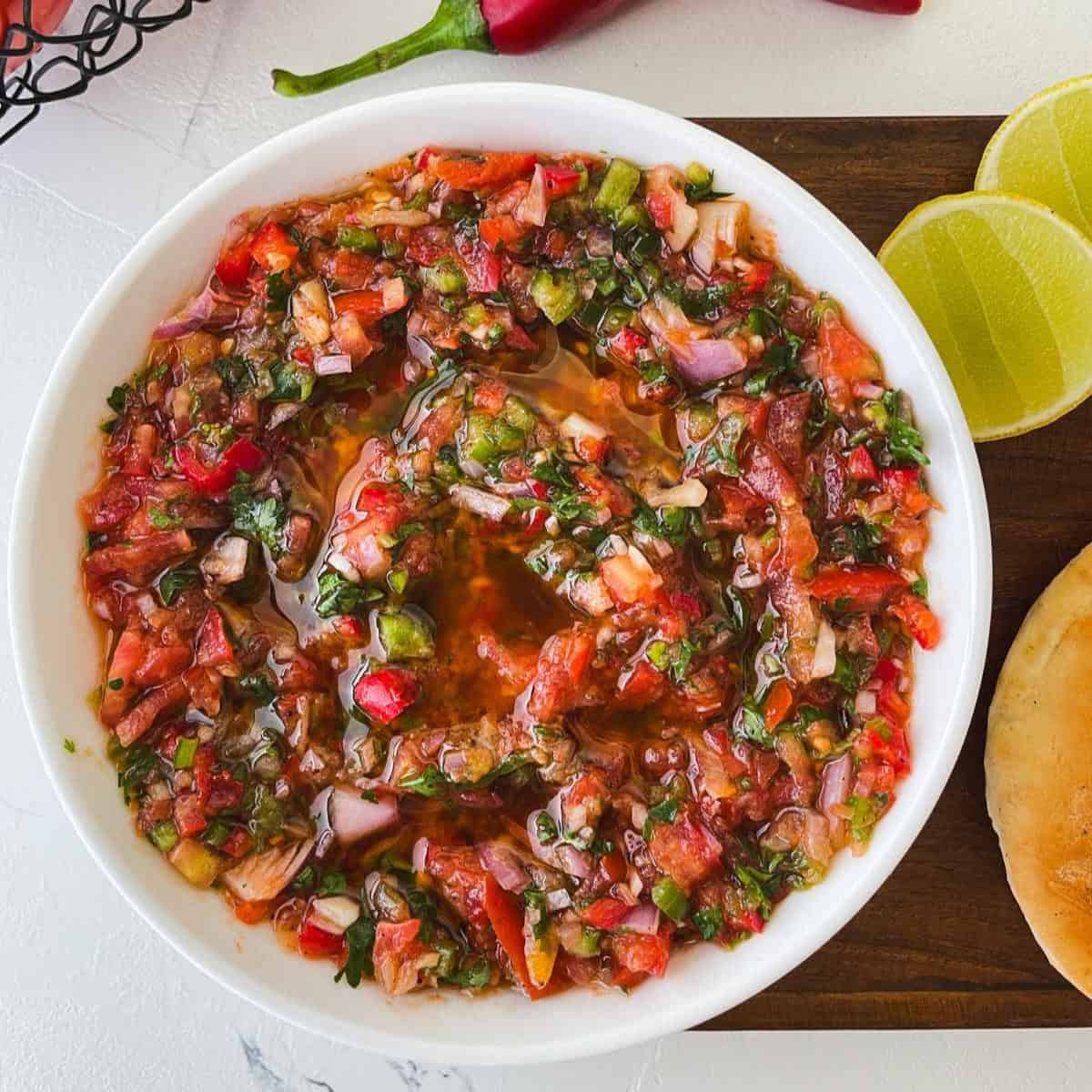 A dish of acili ezme.