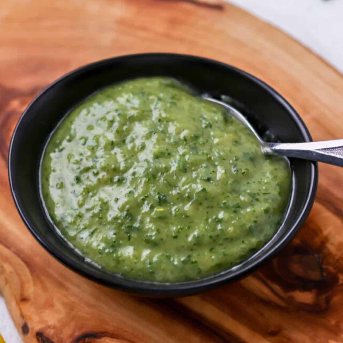 A bowl of lemon herb tahini sauce.