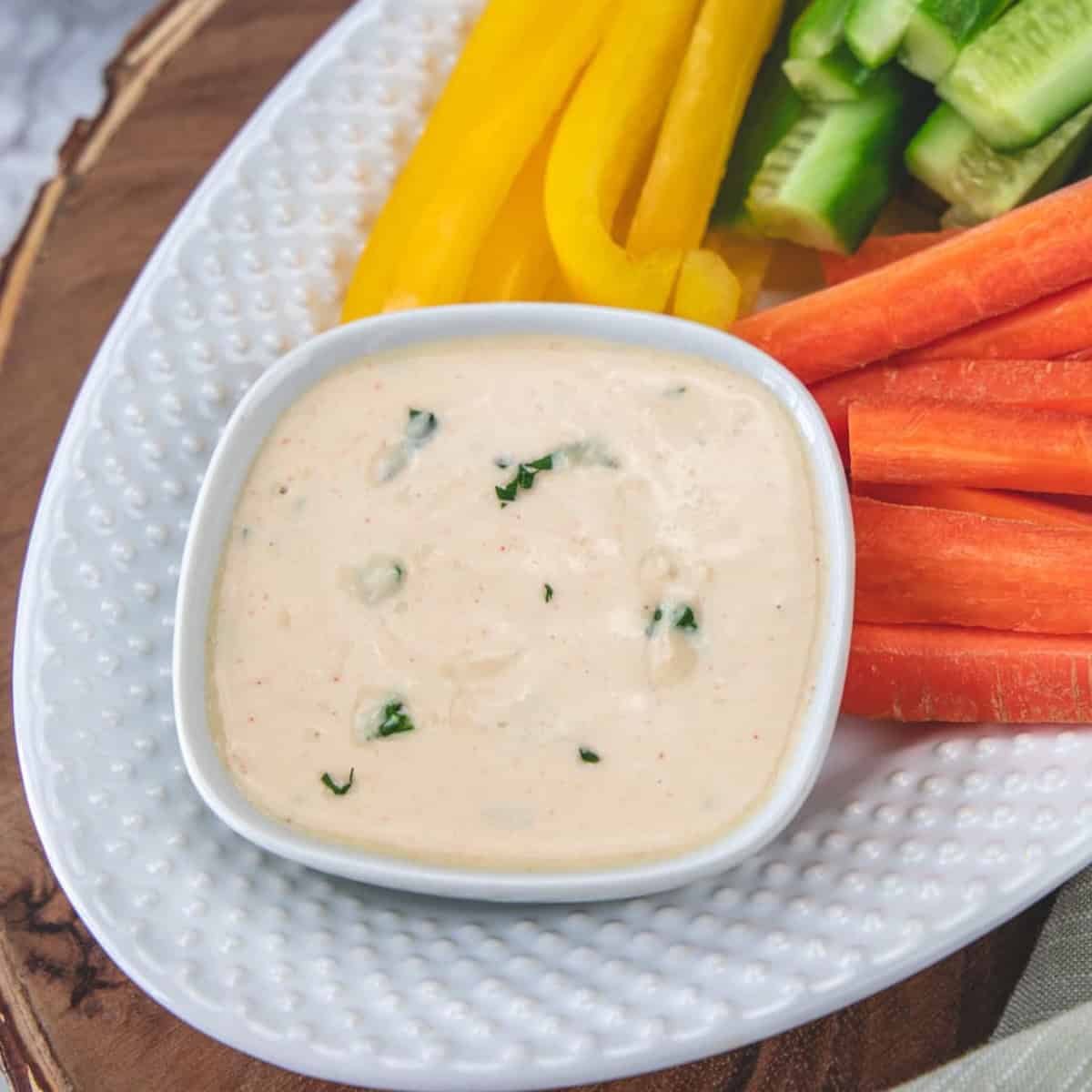 A dish of tahini sauce.